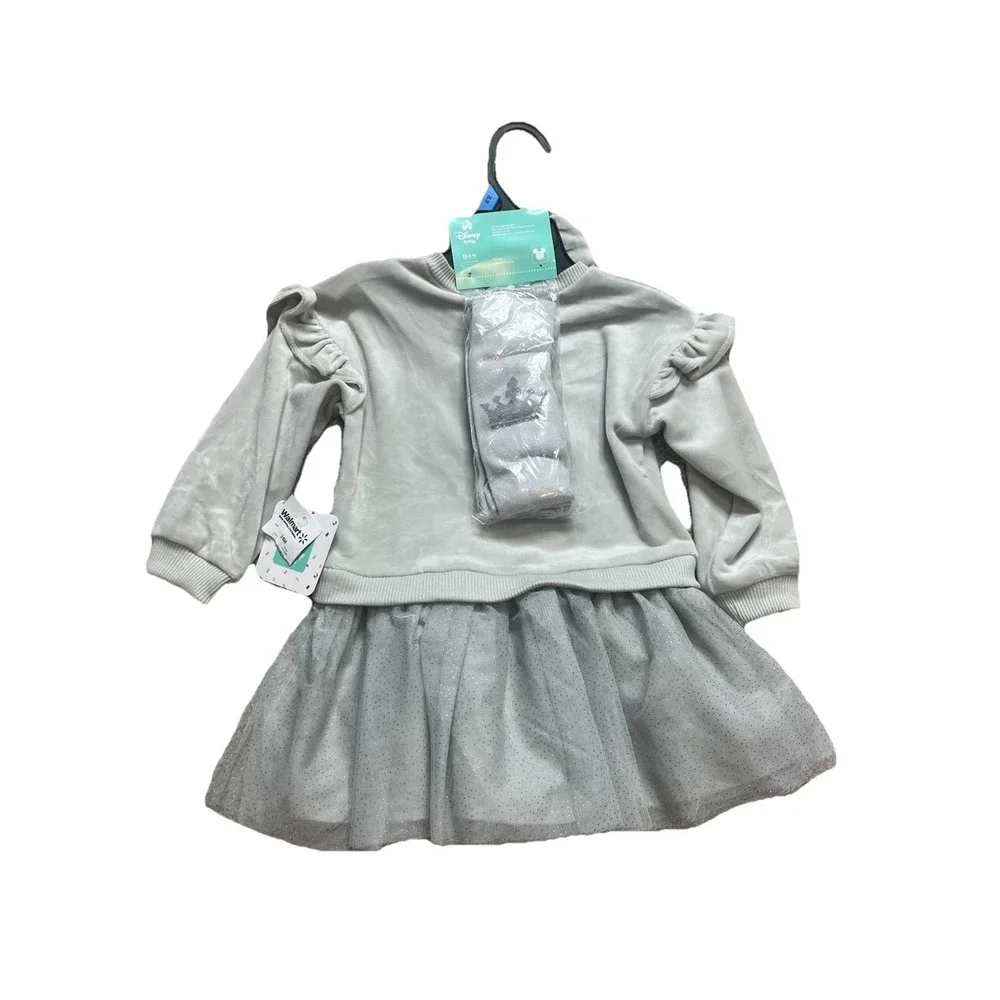 Disney Baby Princess 3 Piece Outfit Gray Size 24 Months‎ Dress